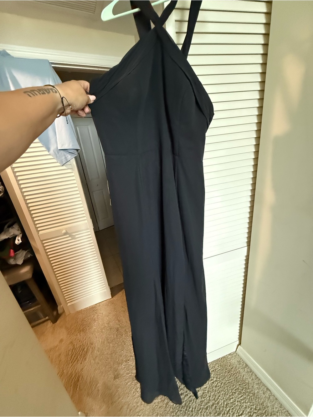 Azazie Black Maxi Dress with Crisscross Halter